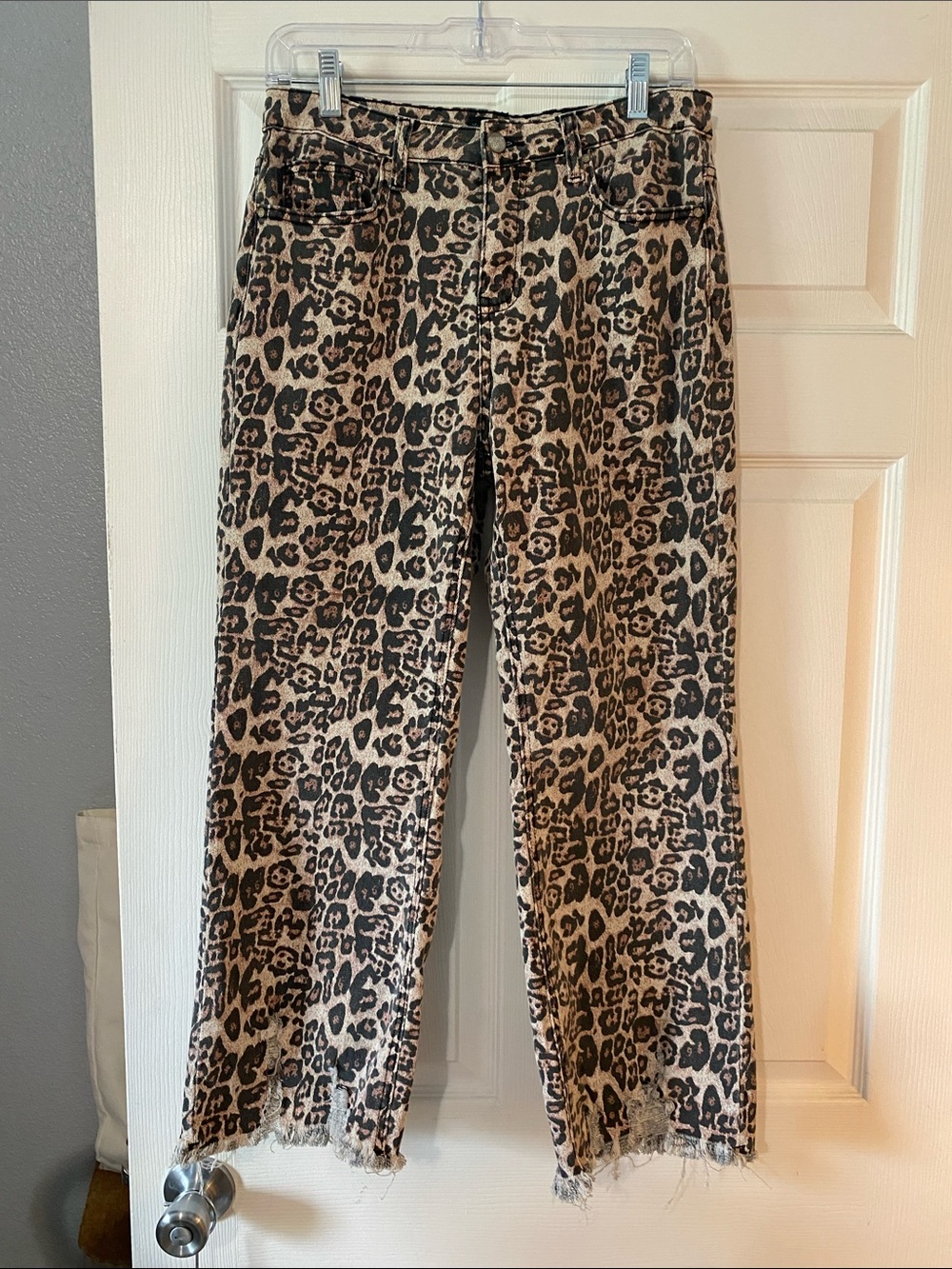 Leopard Print Wide Leg Pants in Brown/Black